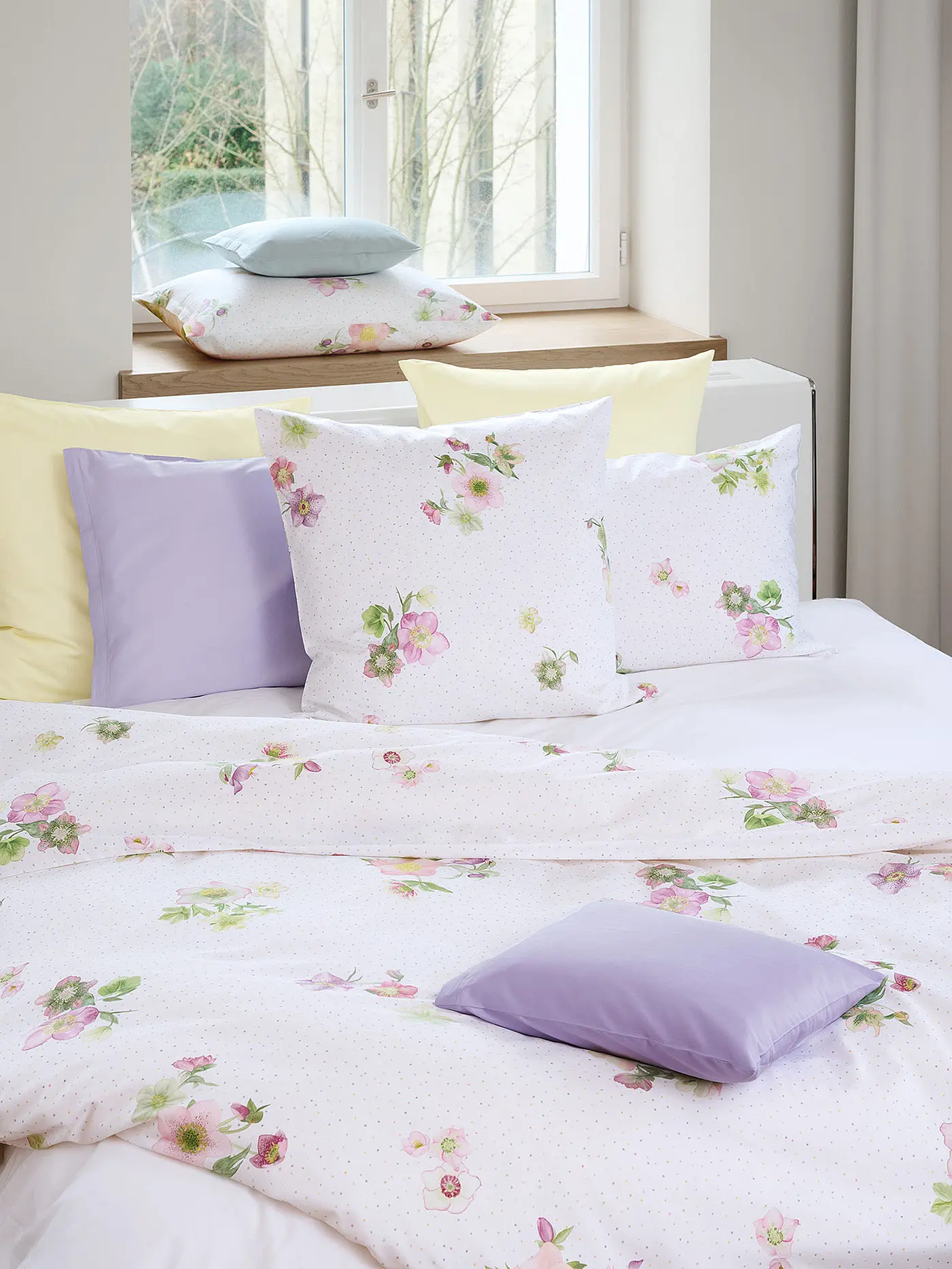 CHRISTIAN FISCHBACHER | Satin Deckenbezug FLEUR 140x200cm Weiss | 